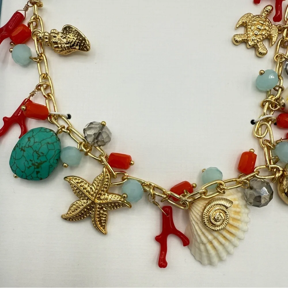 House of Harlow Natural Shell Necklace 17” with 3” Extender, (NIB) New in Box